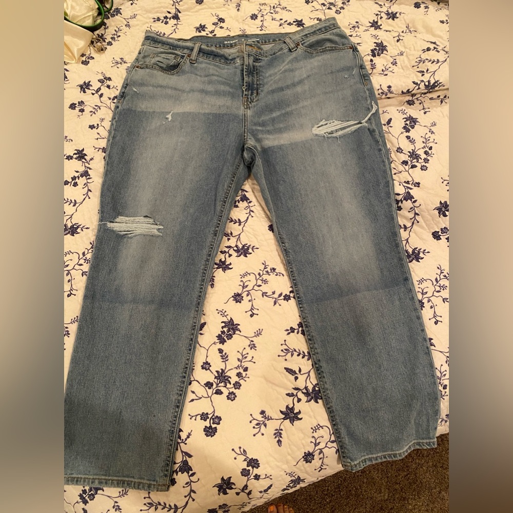 Ripped Old Navy Mid Rise Boyfriend Jeans